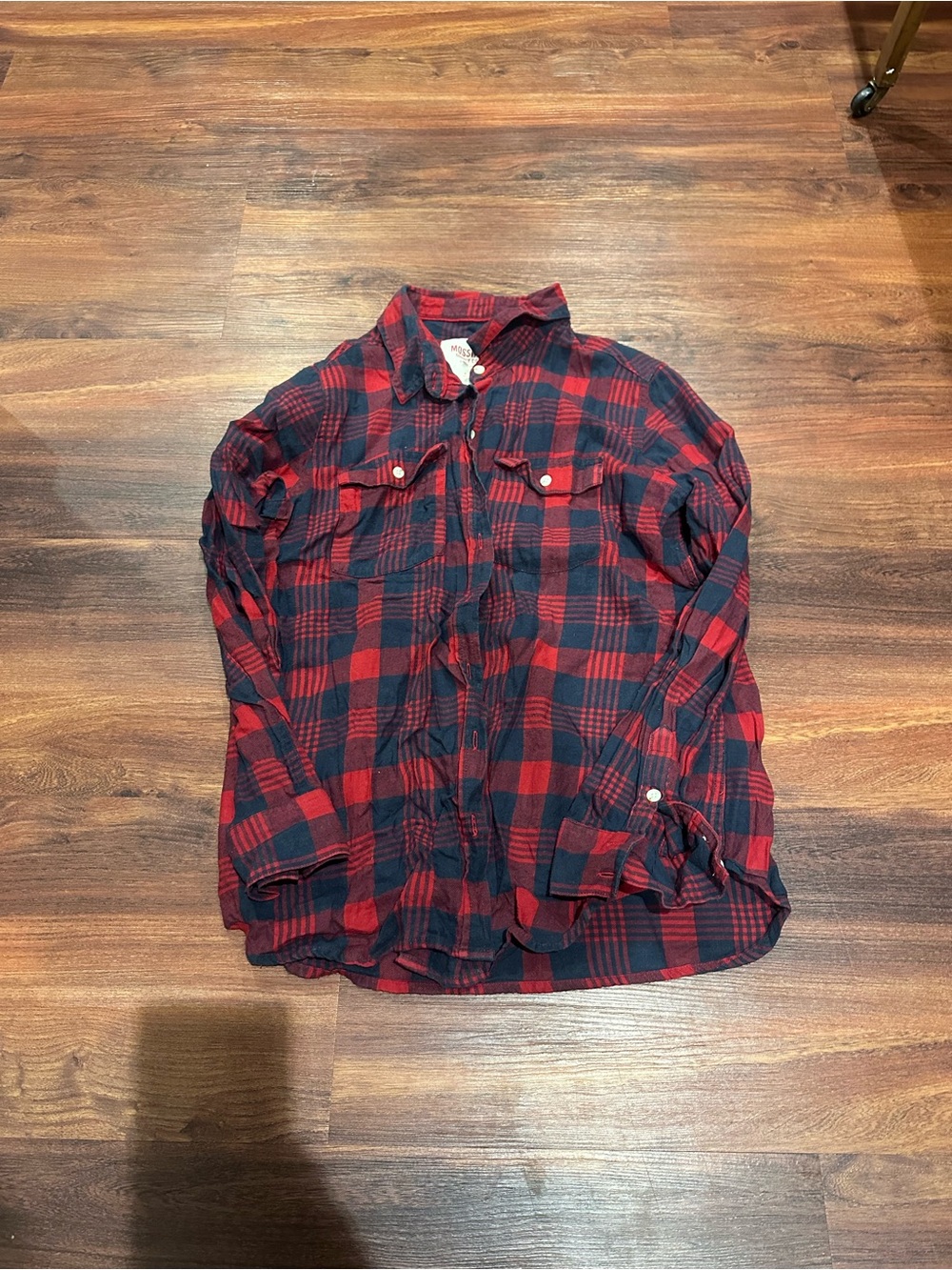 Mossimo Supply Co. Red & Black Plaid Button-Down Shirt